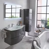 meilleure qualité Castorama Meuble Sous Vasque Gris Anthracite Vague 104 Cm + Complément Droit + Plan Vasque En Verre 5