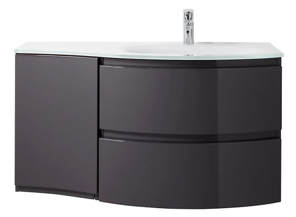 Castorama Meuble Sous Vasque Gris Anthracite Vague 104 Cm + Complément Gauche + Plan Vasque En Verre marque pas cher 1