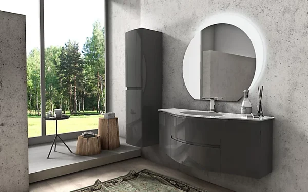 site en ligne Castorama Meuble Sous Vasque Gris Anthracite Vague 138 Cm + Complément Gauche Et Droit + Plan Vasque En Verre 1