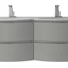 Castorama Meuble Sous-vasque Gris Clair Vague 138 Cm + Plan Double Vasque En Verre soldes 5